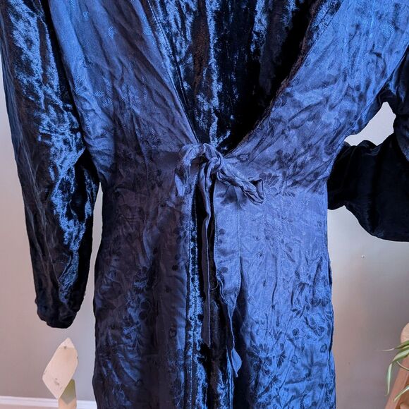 NWT Vintage 90s French Gear Blue Maxi Dress Mixed Media Boho Whimsygoth Size XL - Picture 9 of 12